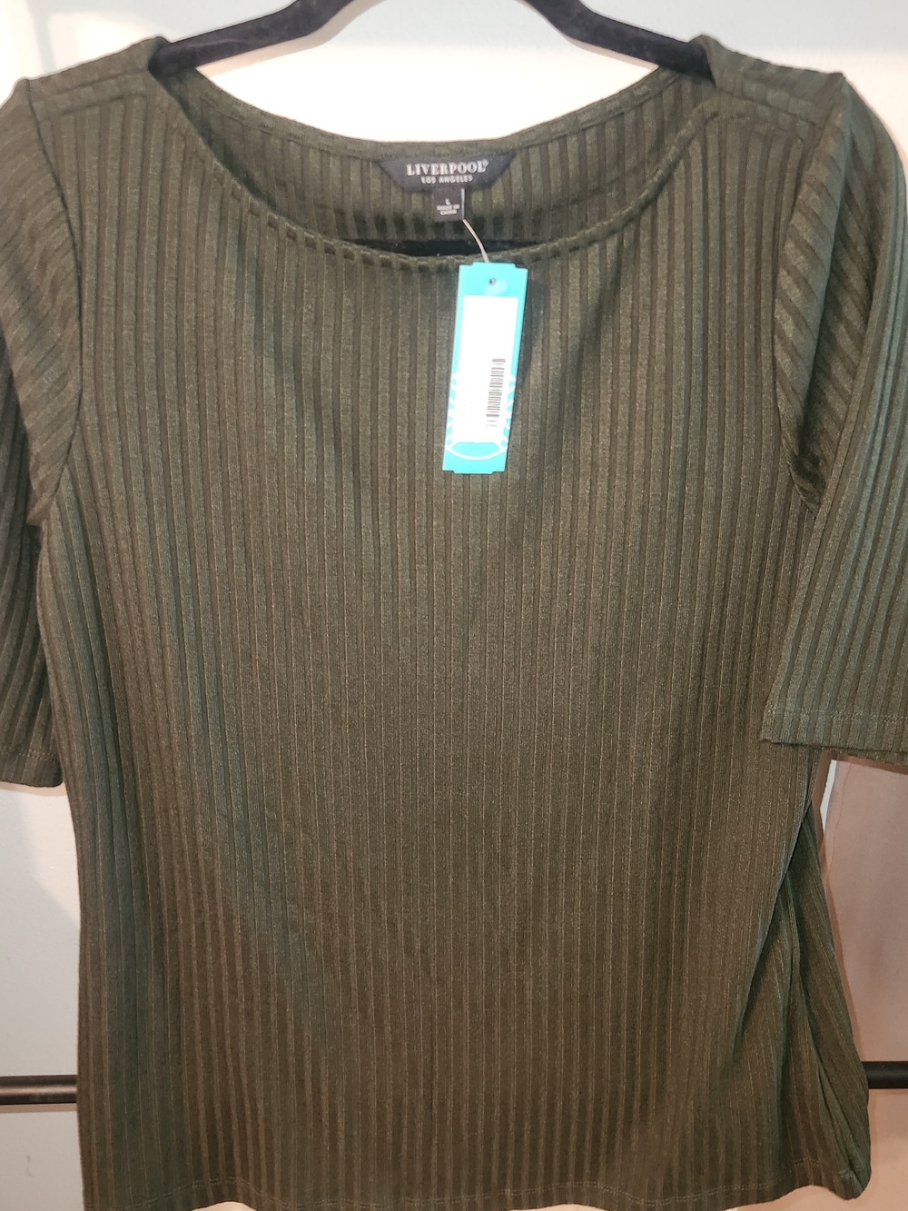 Liverpool Olive Ribbed Short Sleeve Tee
